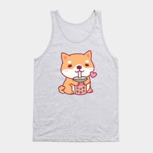 Cute Shiba Inu Dog Loves Bubble Tea Tank Top